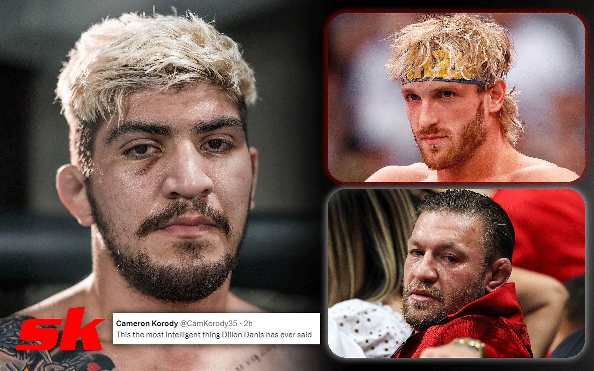 Dillon Danis (left), Logan Paul and Conor McGregor (right) [Image credits: @dillondanis on Instagram and Getty Images]