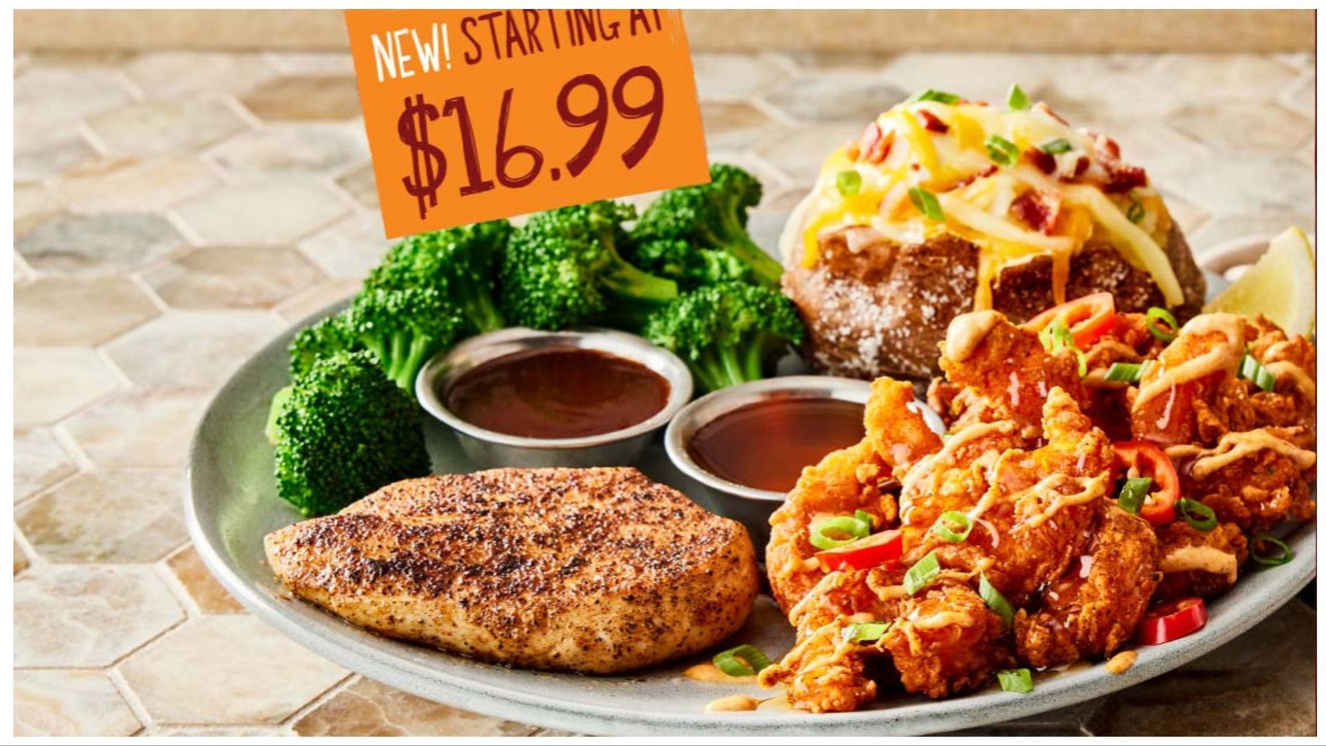 Grilled Chicken &amp; Hot Honey Fried Shrimp (Image via Outback Steakhouse)