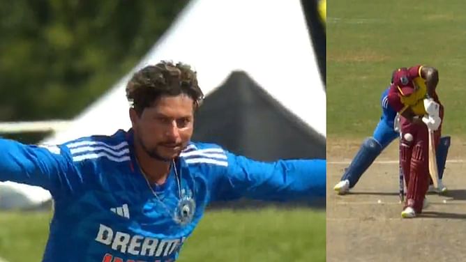 [Watch] Kuldeep Yadav sends back Nicholas Pooran and Rovman Powell in same over to land killer blow to West Indies