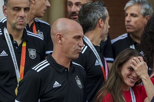 Luis Rubiales during Spain's WWC celebration