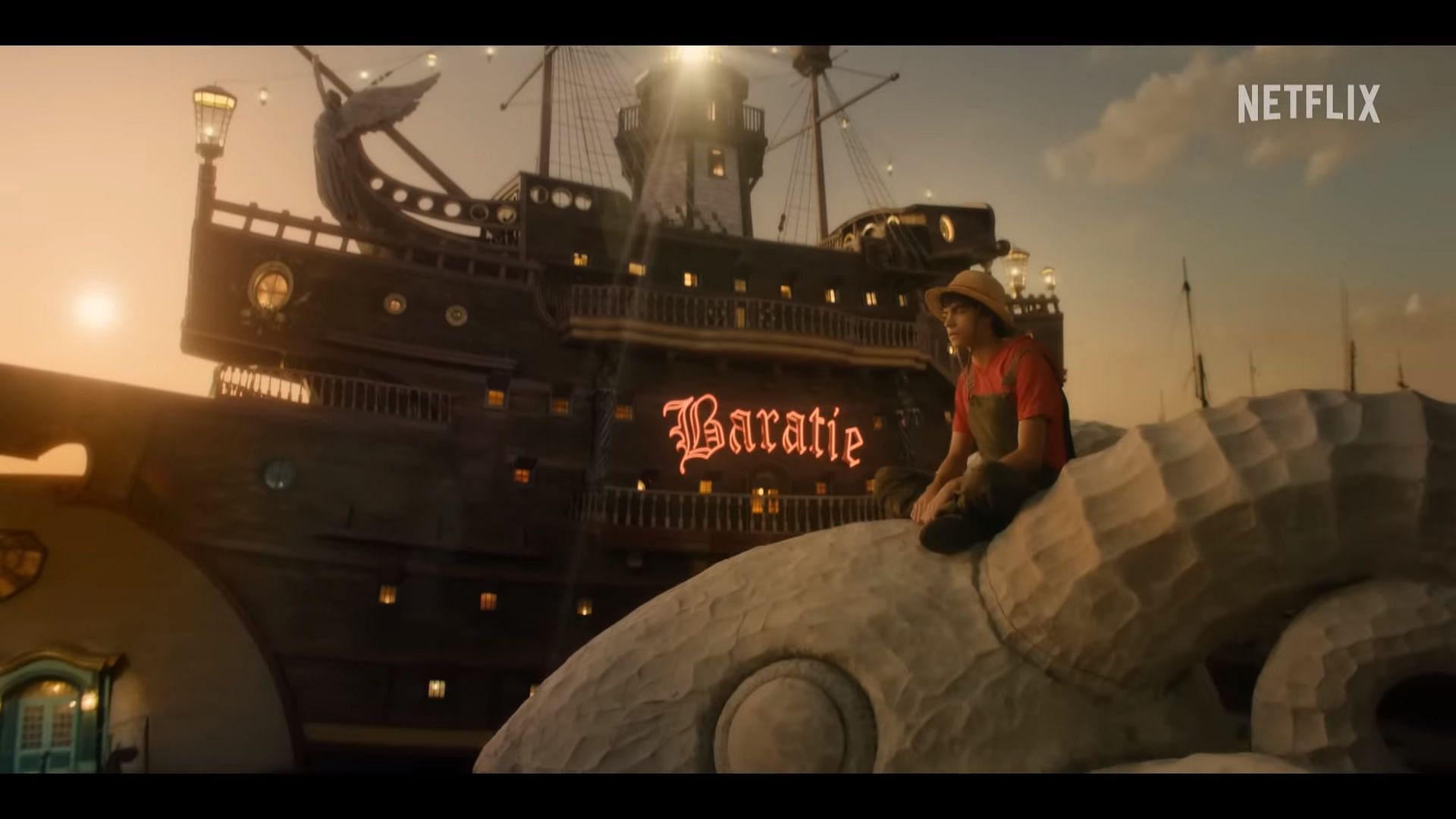 Monkey D. Luffy at Baratie in the live-action series (Image via Netflix)