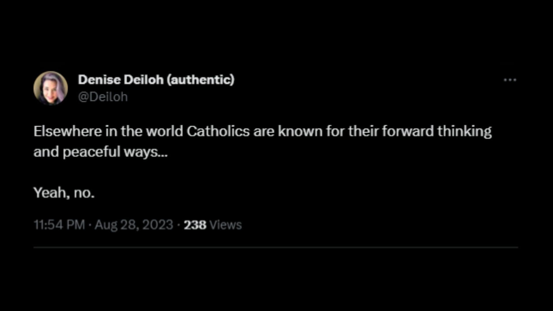 Screenshot of an X user remarking on Pope&#039;s remarks on US Catholics and bishops. (Photo @CraryAP/X)