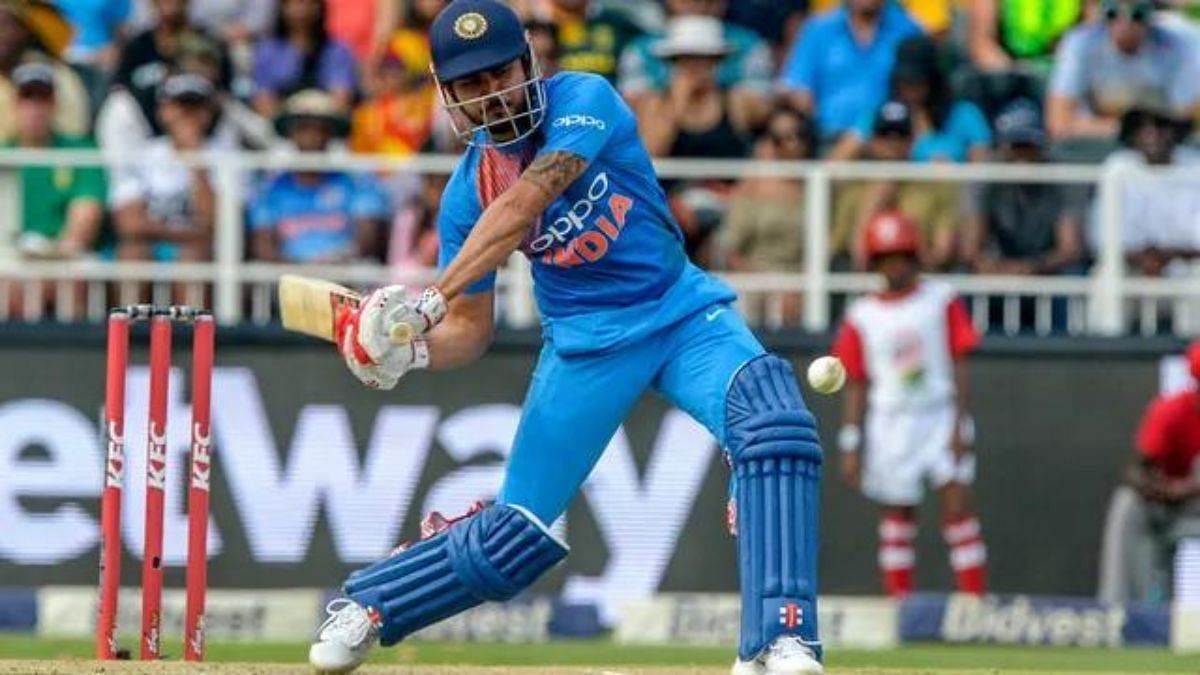 Manish Pandey hitting a boundary (Image Courtesy: ICC)