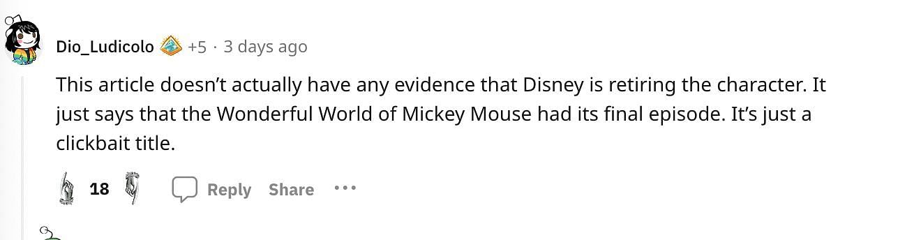 Social media users stunned as articles spread on the internet claiming the retirement of the iconic Disney mascot. (Image via Reddit)