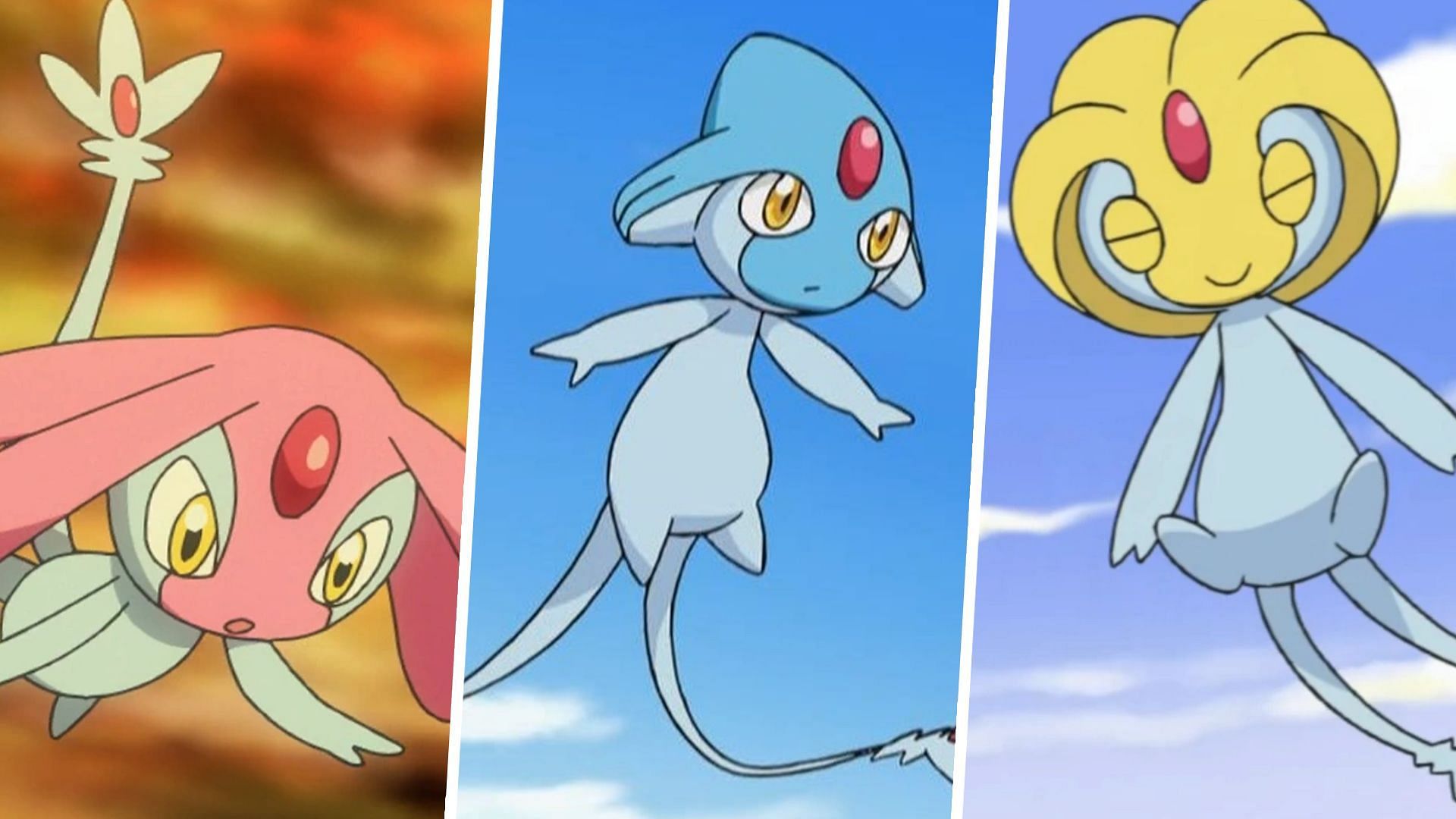 Mesprit, Azelf, and Uxie as seen in the anime (Image via TPC)