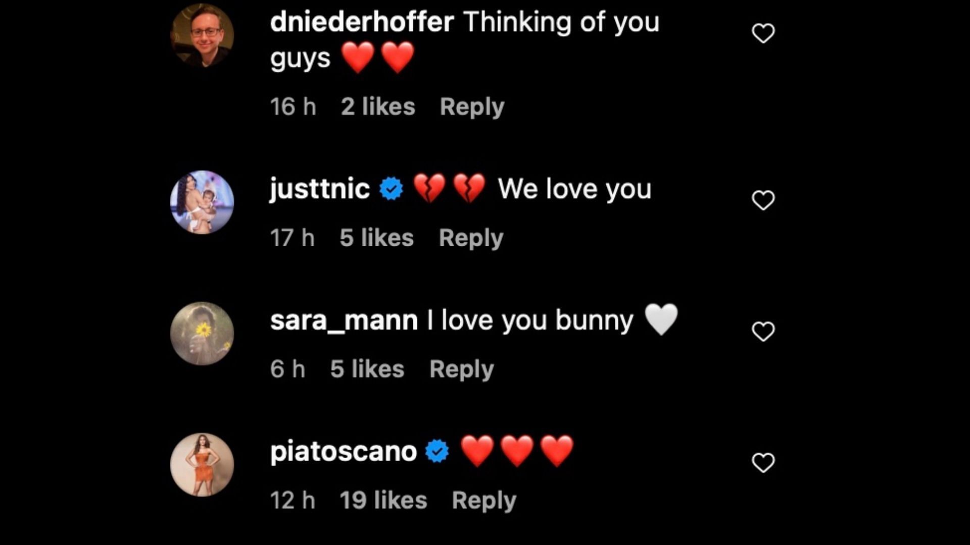 Fans and celebrities send loving comments to Katherine and David. (Images via Instagram/@katharinefoster)