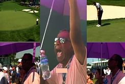 Watch: Sahith Theegala's father provides unwavering support as he nearly makes the cut for the 2023 Tour Championship