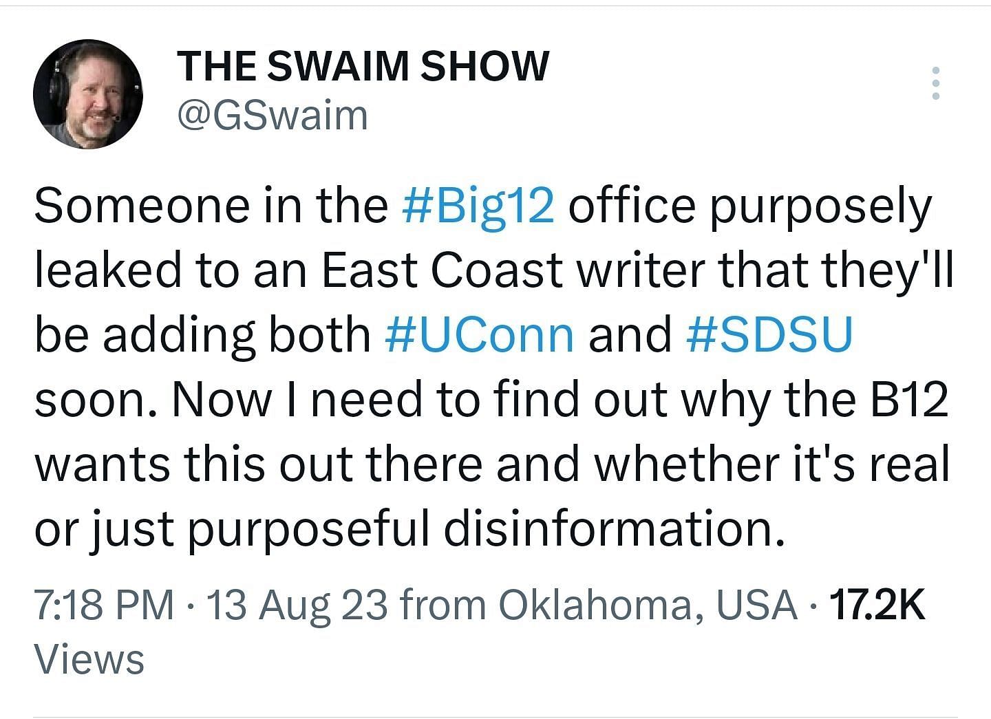 Big 12 expansion is leaning towards SDSU and UConn