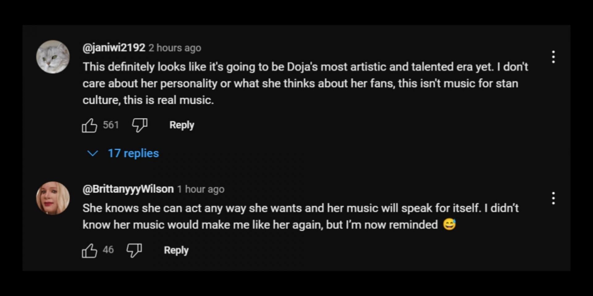 Other viewers loved Doja&#039;s new music video and praised her for her artistic capabilities. (Image via YouTube/@dojacat)