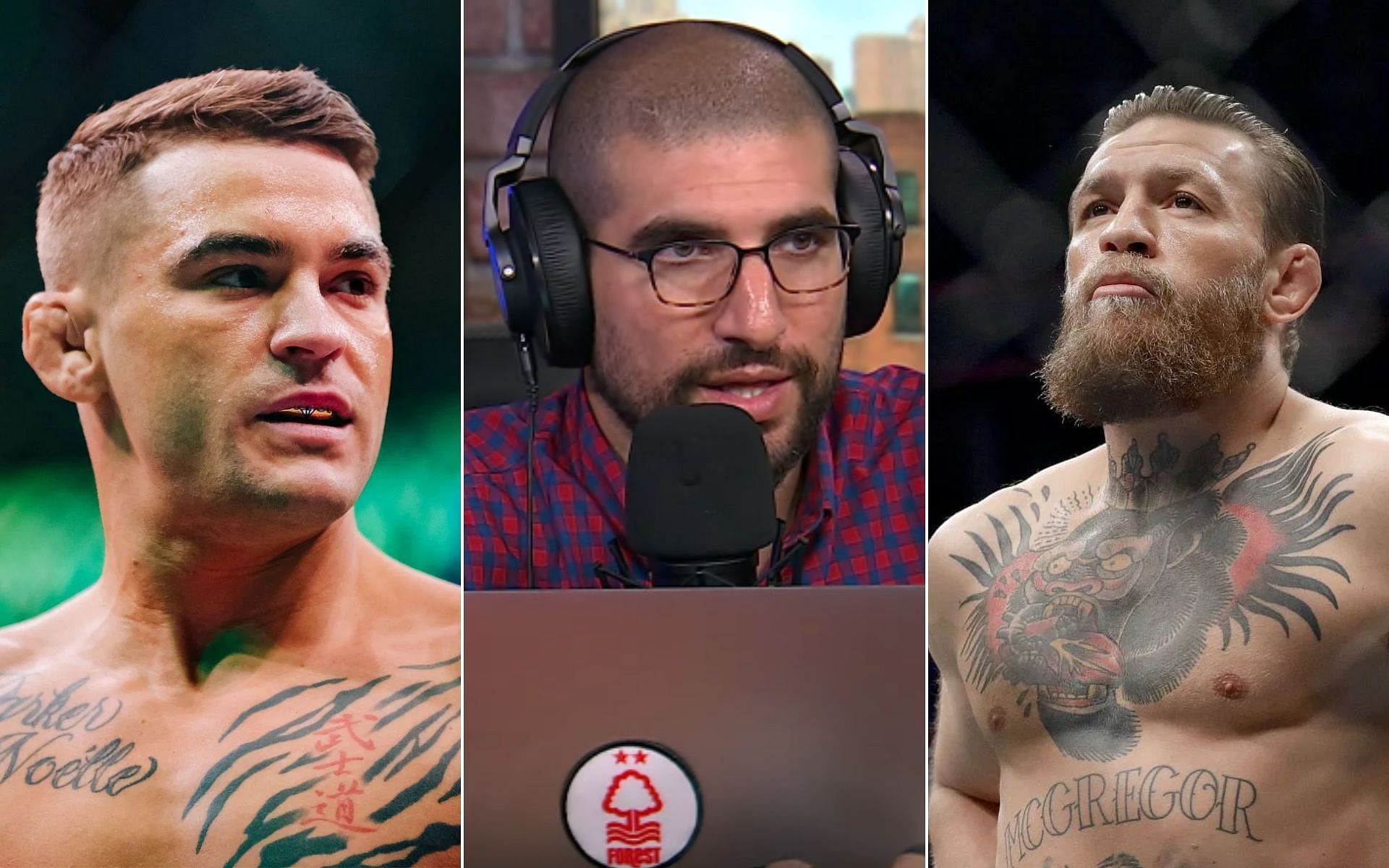 Dustin Poirier [Left], Ariel Helwani [Middle], and Conor McGregor [Right] [Photo credit: MMAFightingonSBN - YouTube]