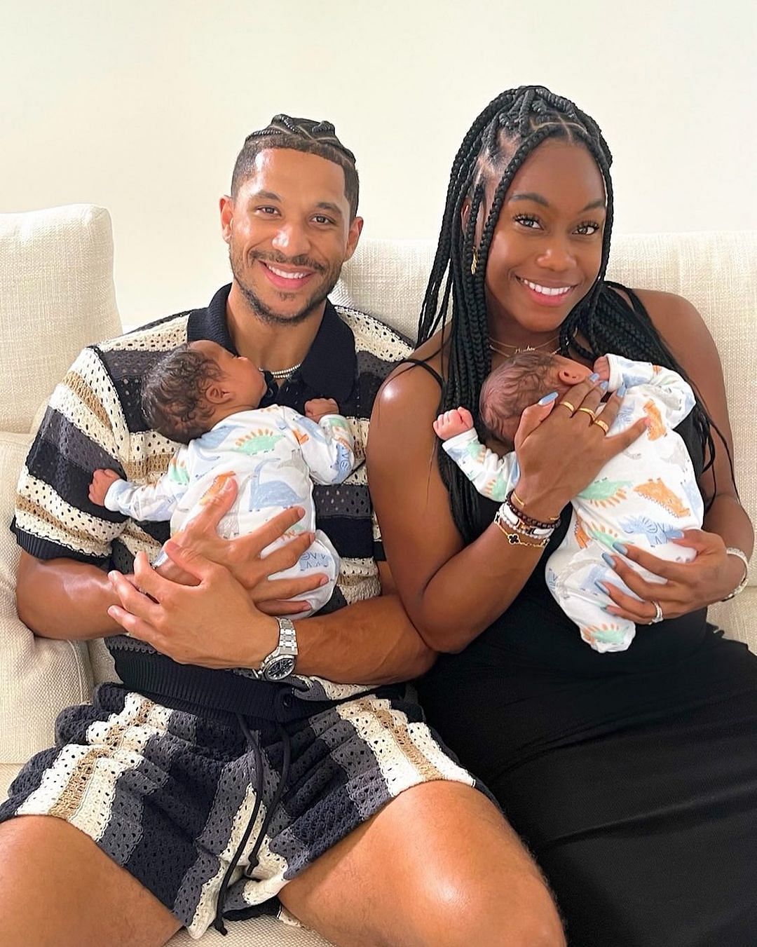 Josh Hart and Shannon Phillips with their children