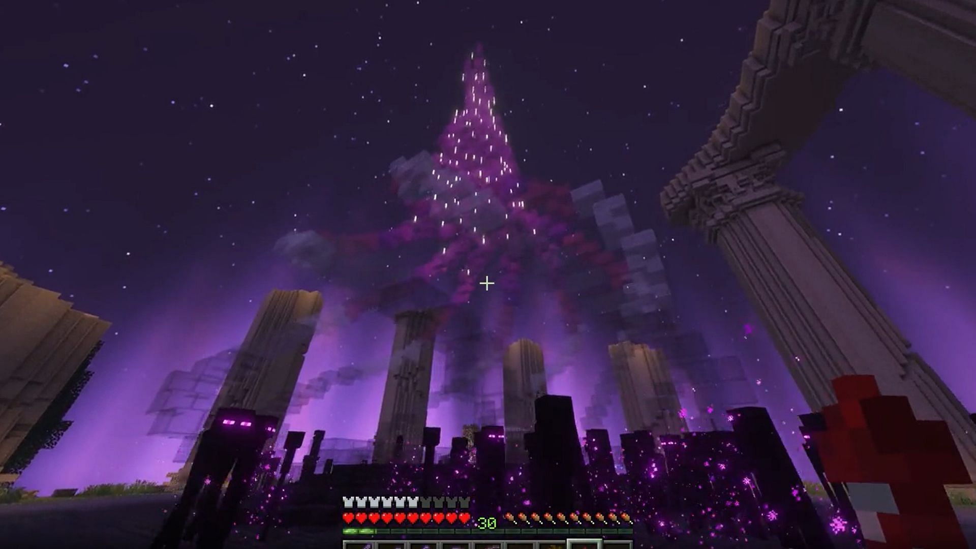 The Central area with massive structures in the End world of Minecraft (Image via Minecraft)