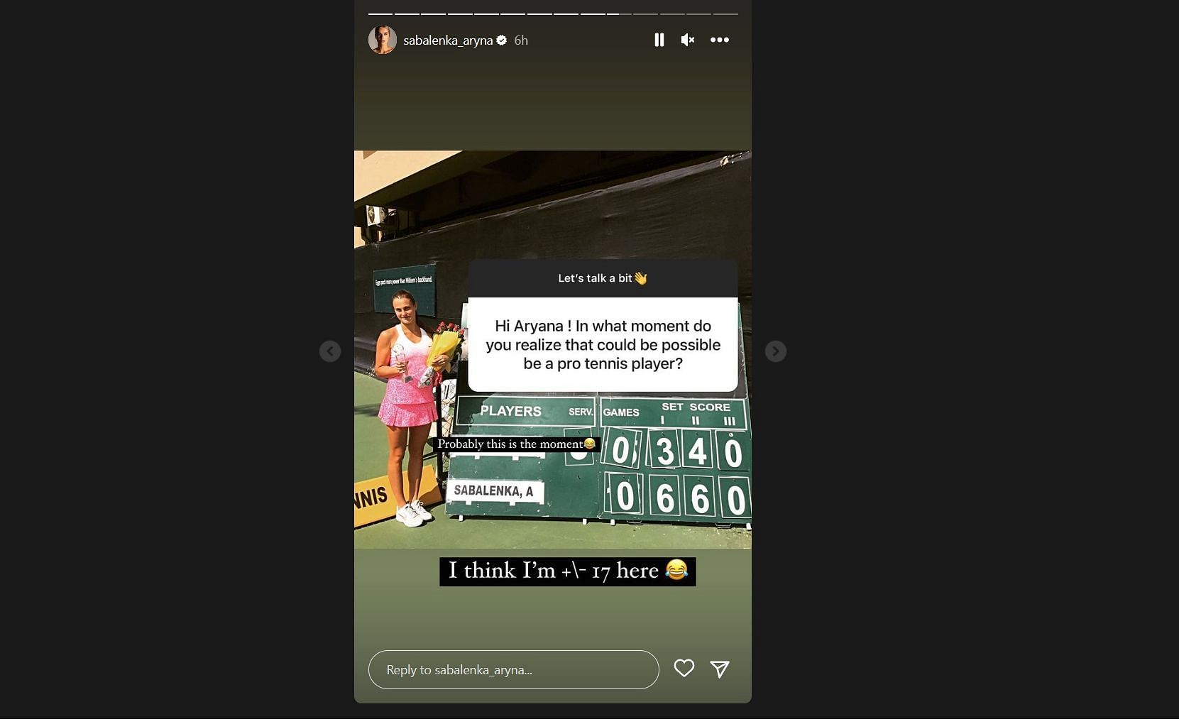 Aryna Sabalenka shares a picture of her younger self.