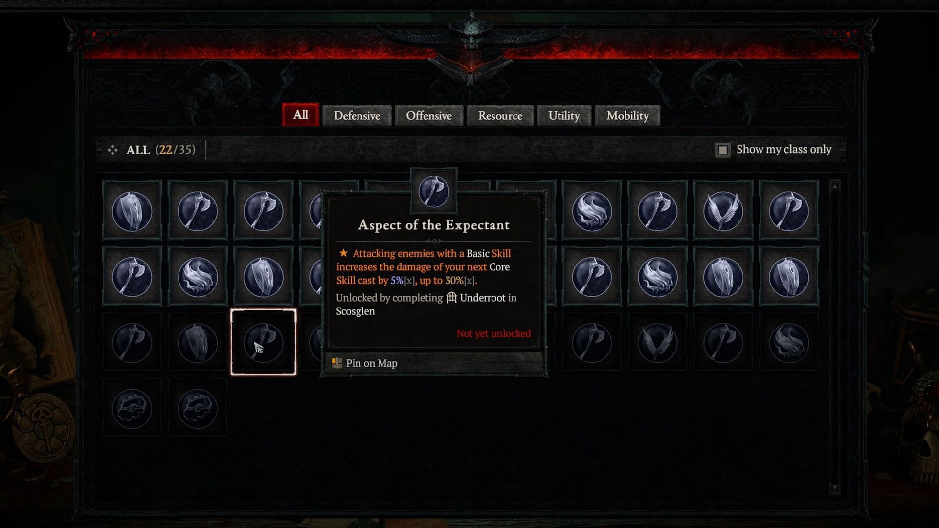 The Aspect of the Expectant in Diablo 4 (Image via Blizzard Entertainment)
