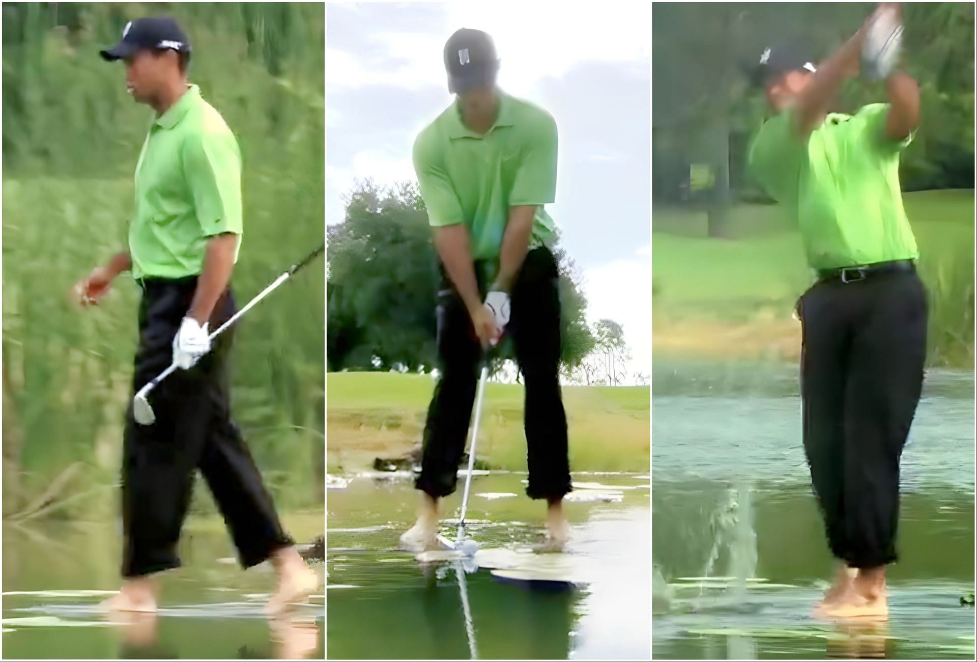 Tiger Woods walking on water (via Twitter/@robmillertime)