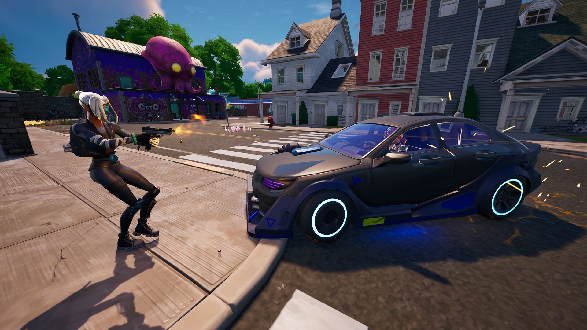 Use vehicles to knock down Cursed Llamas to make eliminating them easier (Image via Epic Games)