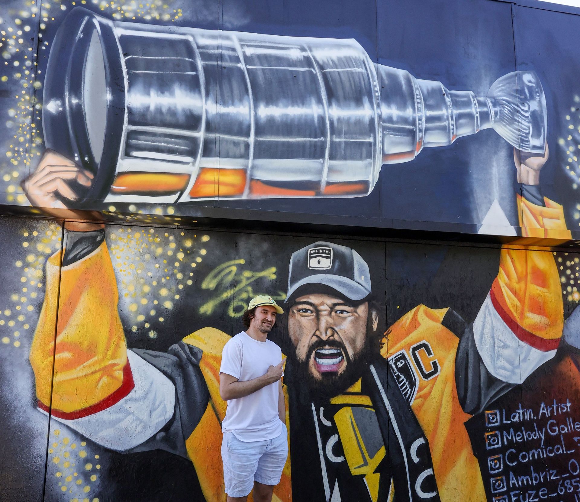 Vegas Golden Knights Photocall With Mark Stone At Stanley Cup Victory Mural