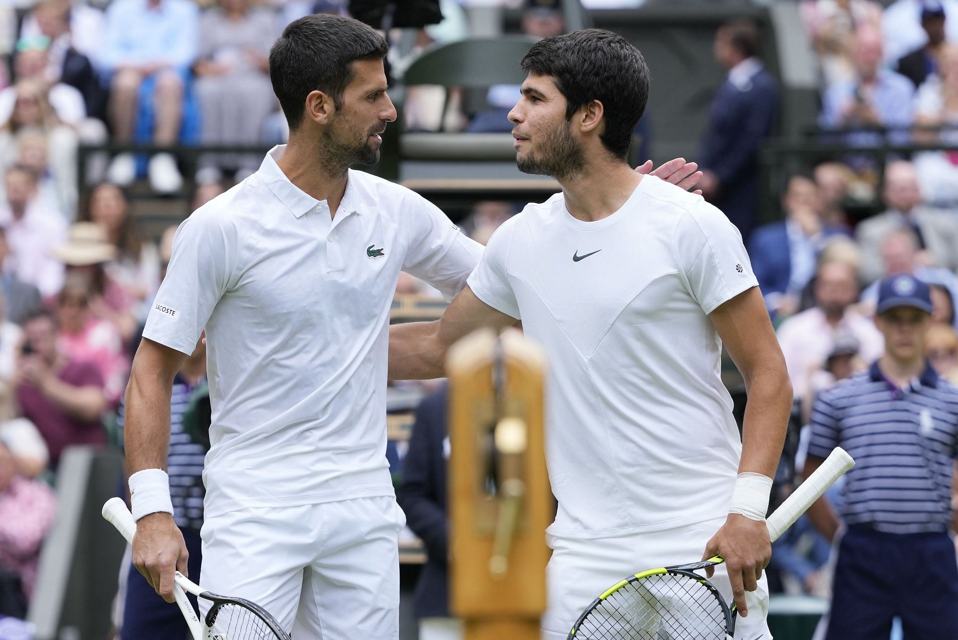 Novak Djokovic and Carlos Alcaraz at Wimbledon 2023