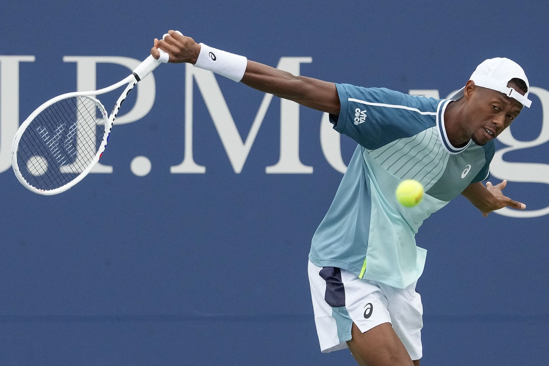 Christopher Eubanks in action during his first-round matchup at the 2023 US Open