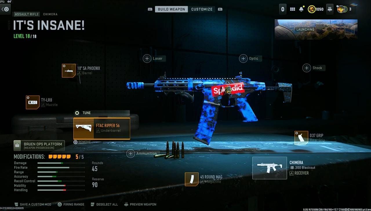 Chimera loadout in Warzone 2 (Image via YouTube/ShawnP)