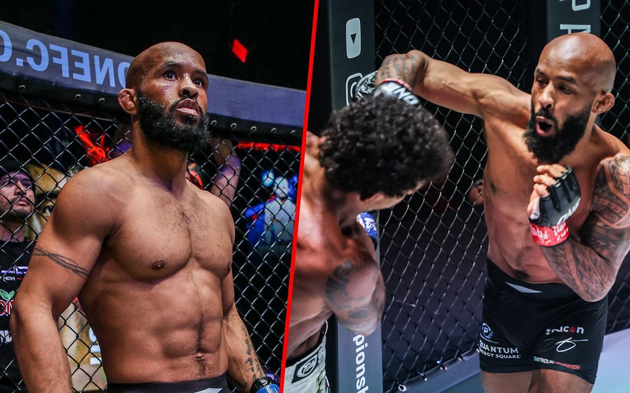 Demetrious Johnson (left) and Johnson fighting Adriano Moraes (right) | Image credit: ONE Championship