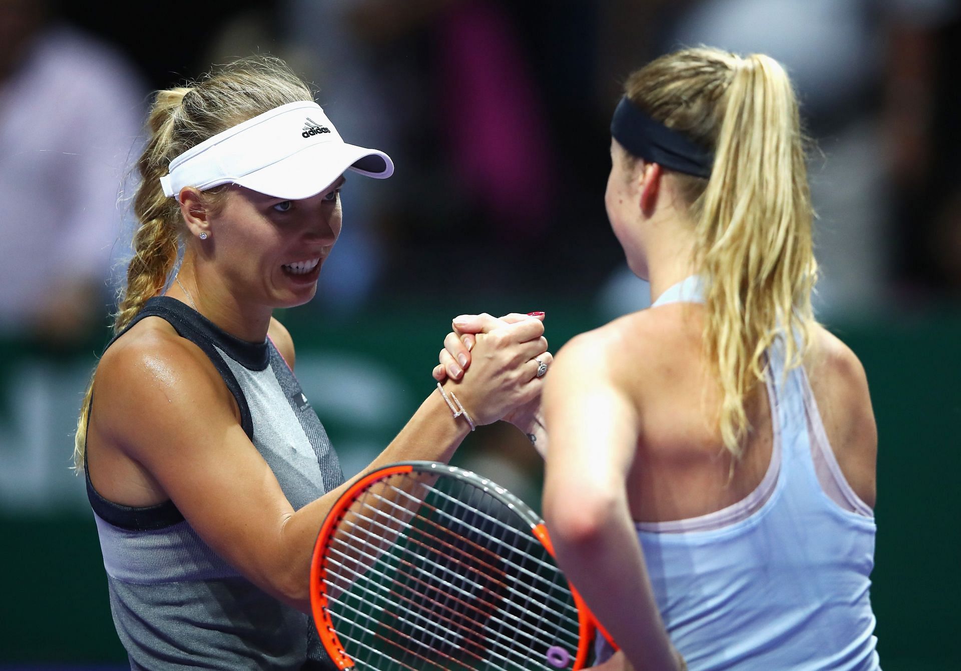 Caroline Wozniaki and Svtolina. BNP Paribas WTA Finals Singapore presented by SC Global - Day 2