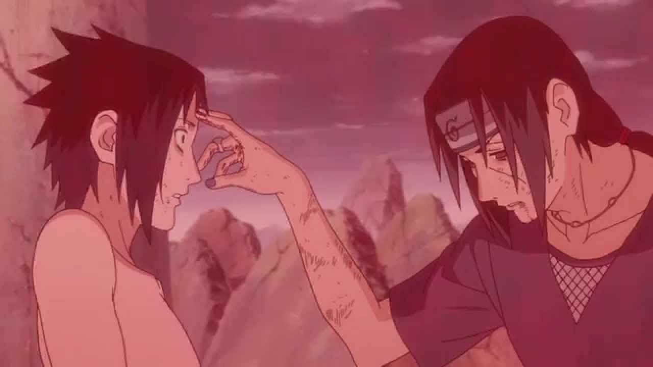 Itachi&#039;s final moments with Sasuke before dying (Image via Studio Pierrot).