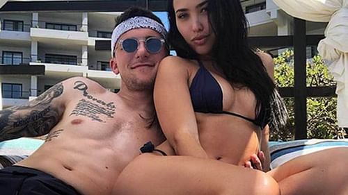 Johnny Manziel, left, and Bre Tiesi