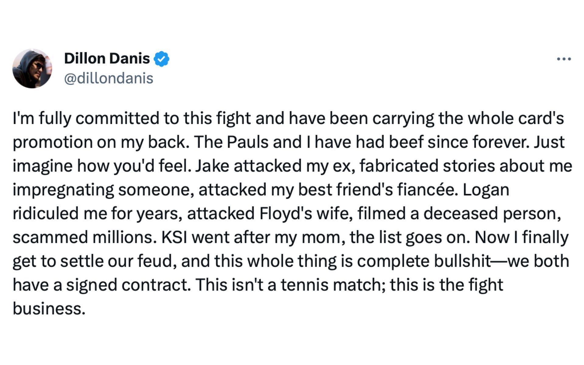 Danis' tweet.