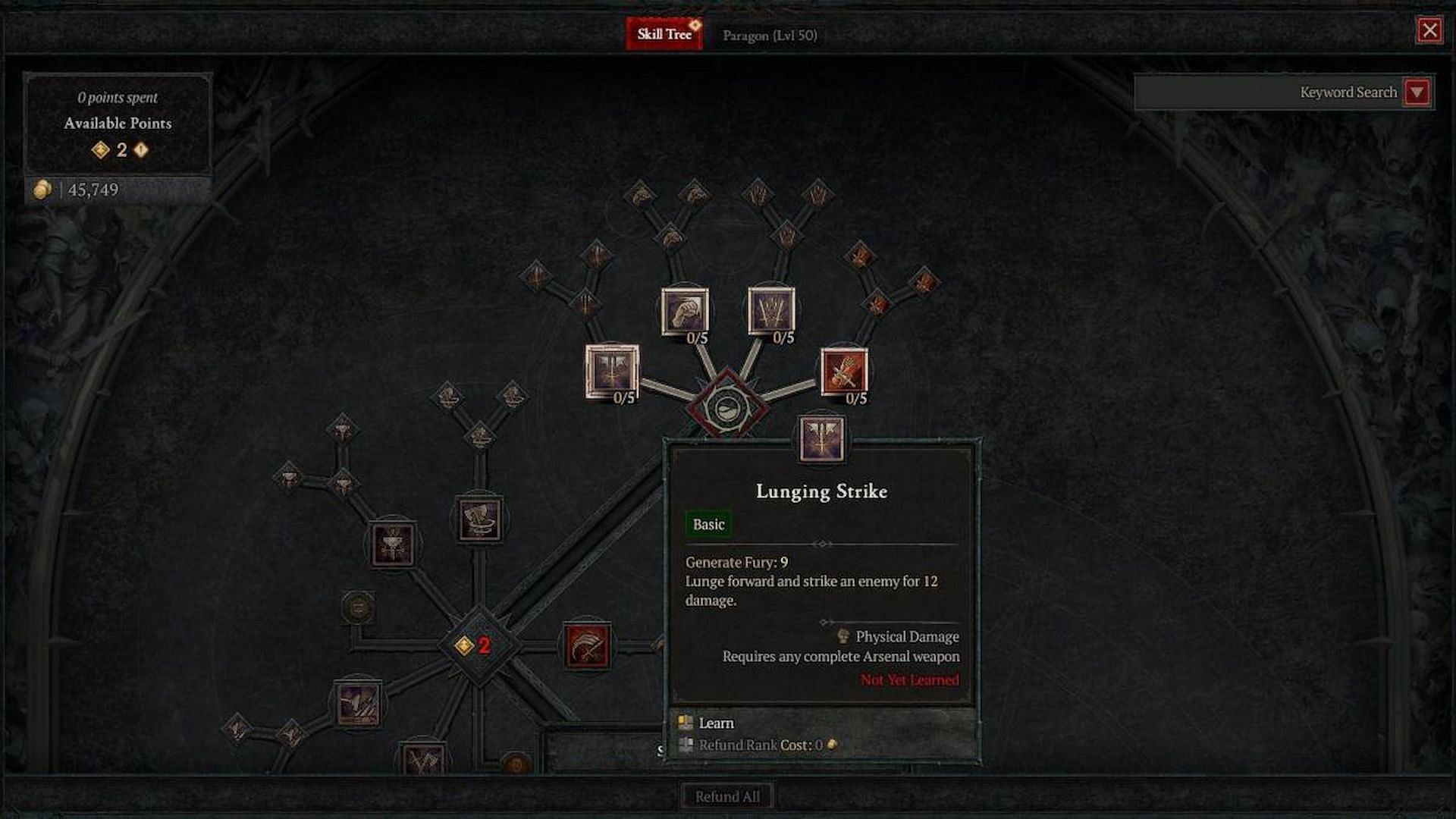 You must also consider investing in Lunging Strike (Image via Diablo 4)