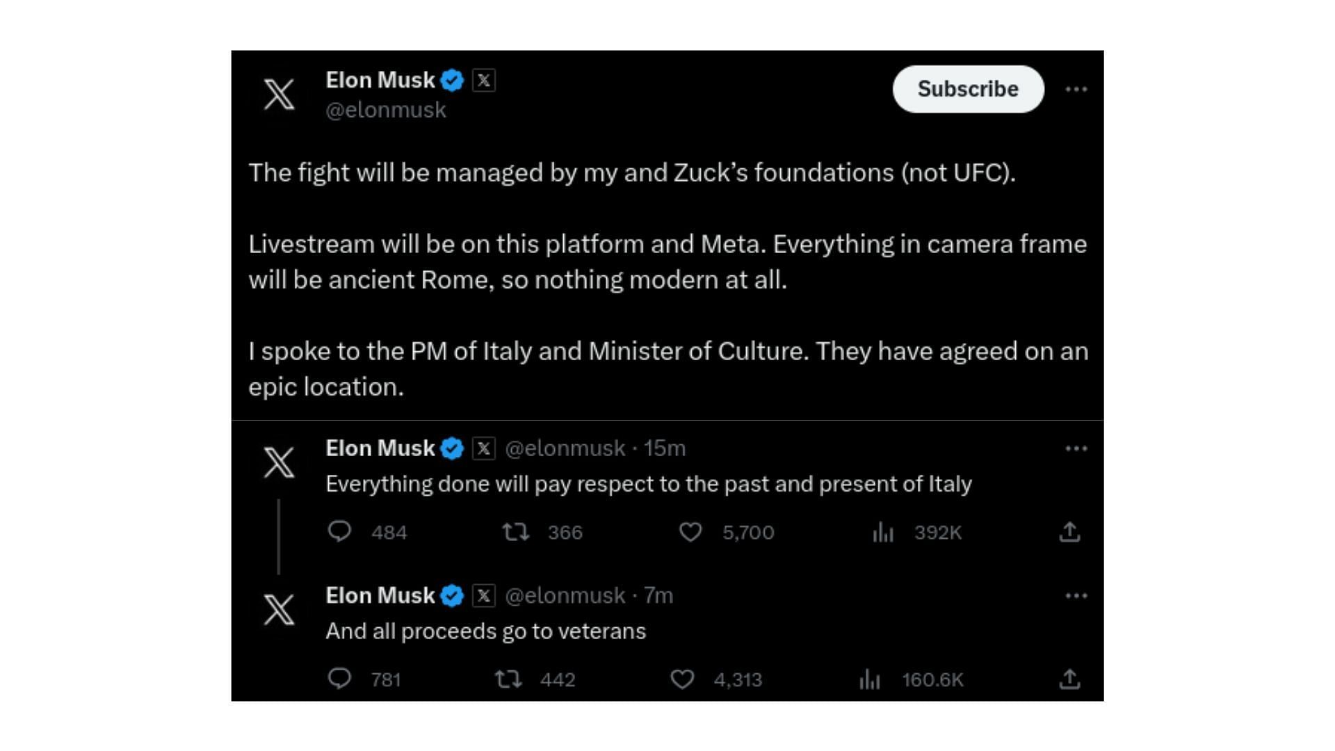 Elon Musk&#039;s tweets about fighting Mark Zuckerberg