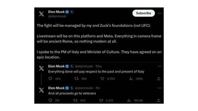 Musk vs. Zuckerberg: Elon Musk announces UFC will not be managing fight ...