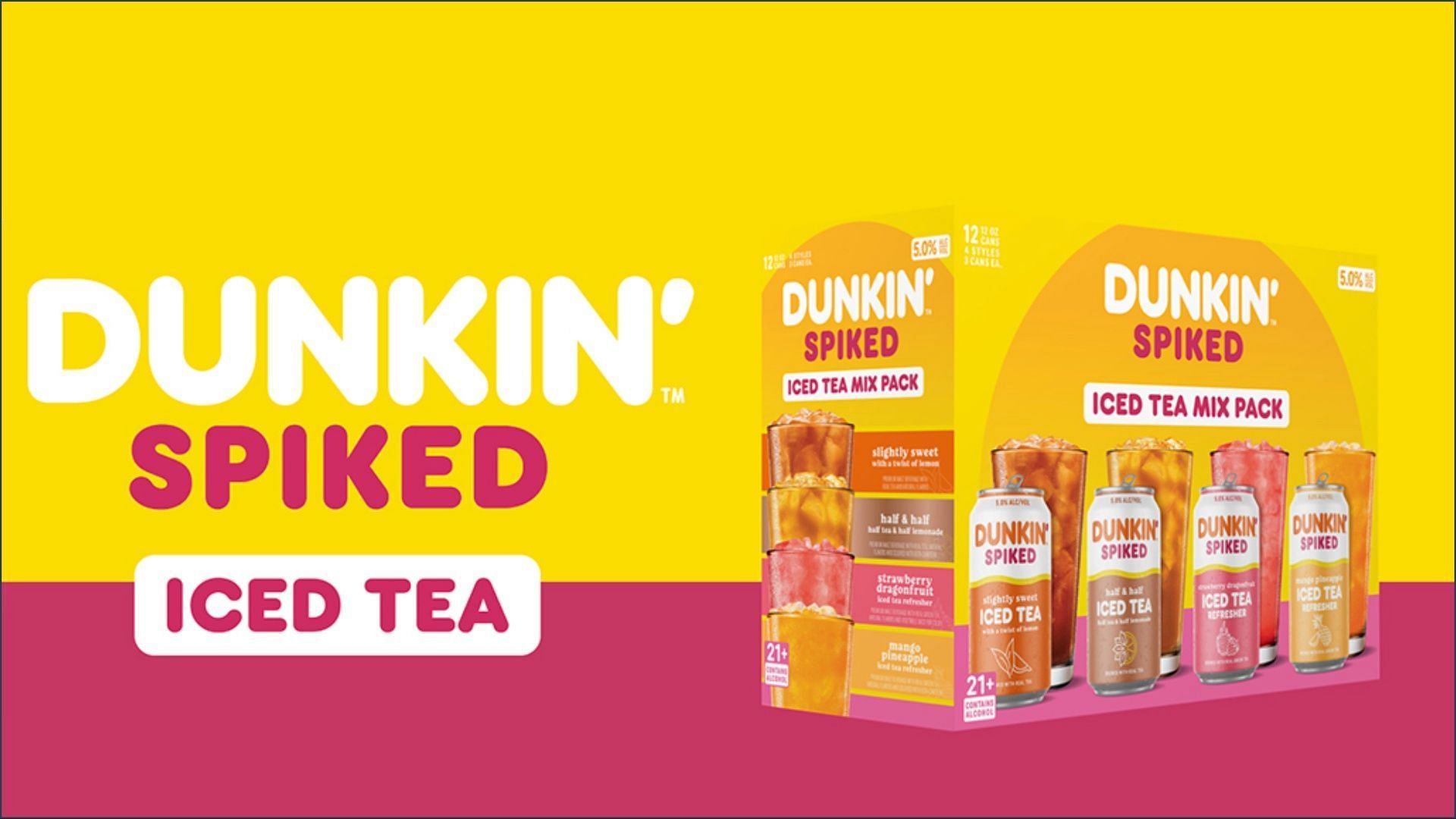 Dunkin&rsquo; Spiked coffee and tea beverages are expected to be available in single-flavor and variety packs after launch (Image via Dunkin&rsquo;)