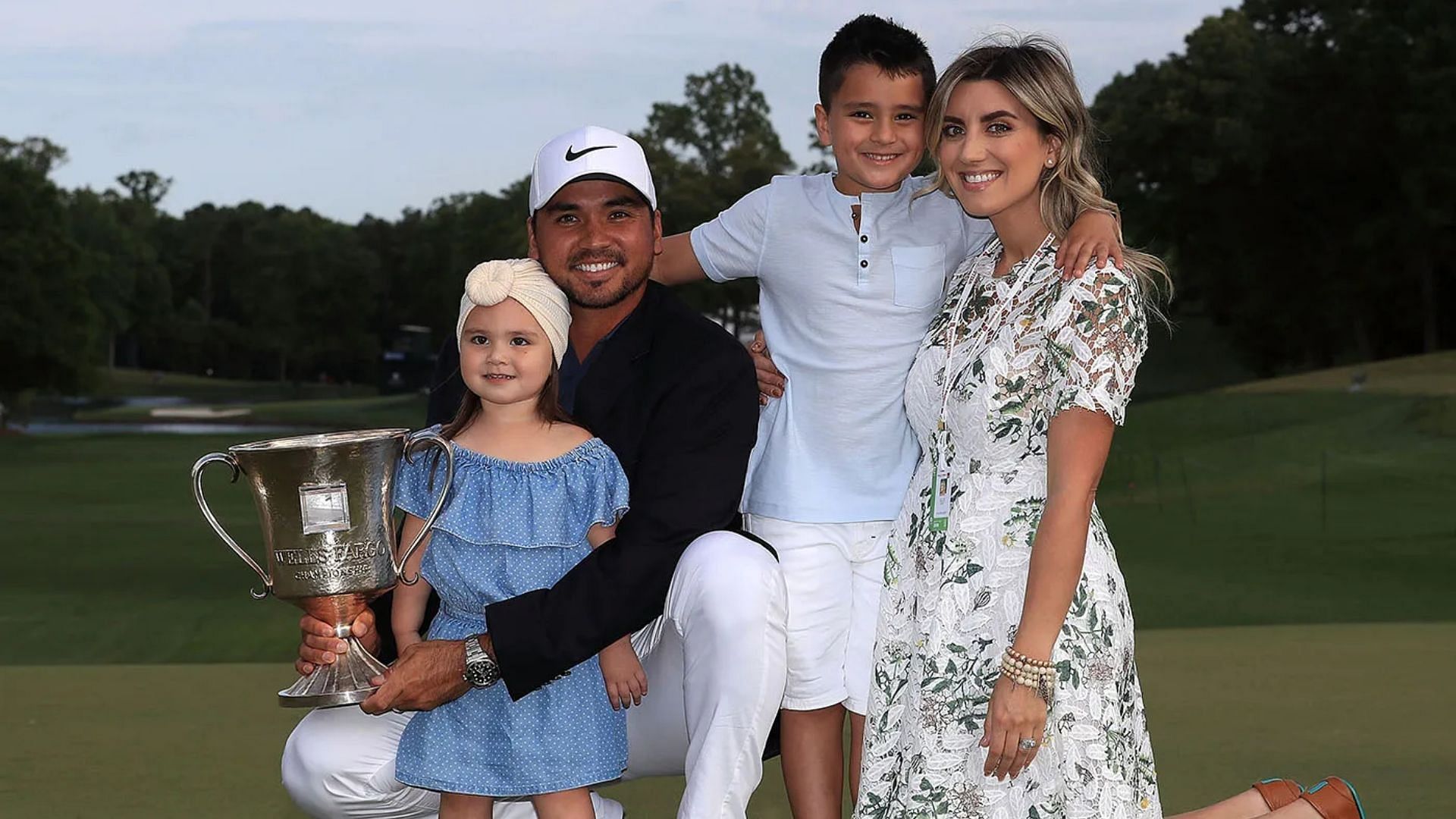 Jason Day with his family after winning the 2018 Wells Fargo Championship.