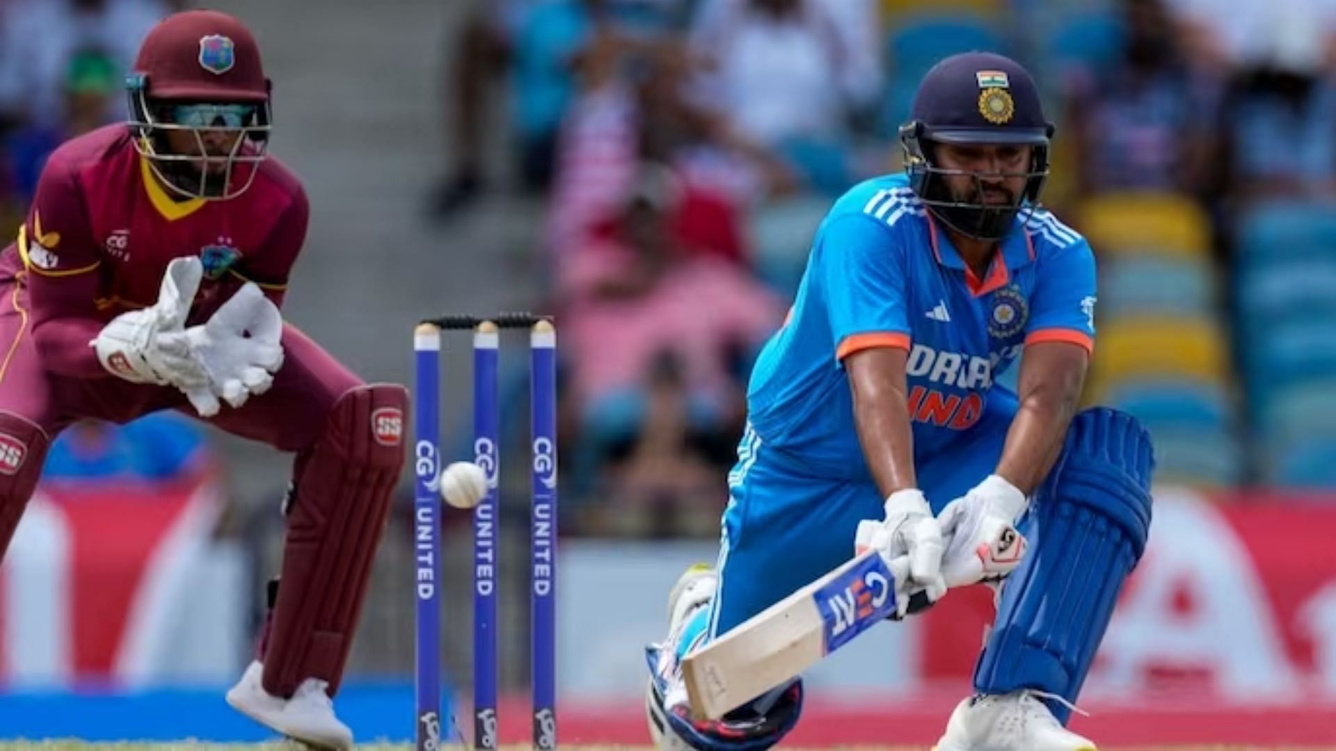 Rohit Sharma in action for India during 1st ODI against West Indies (P.C.:Twitter)