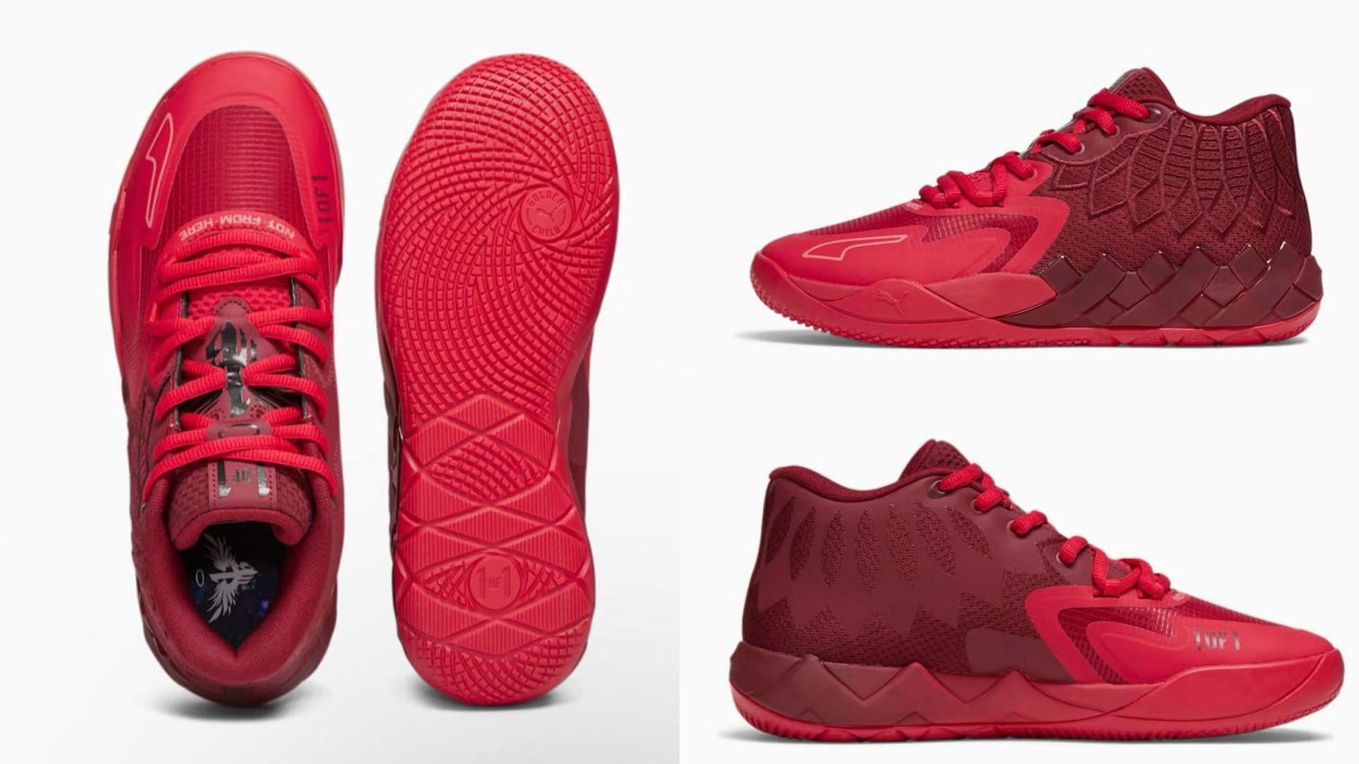 Here&#039;s a detailed look at the upcoming Team &quot;Intense Red&quot; colorway of PUMA MB.01 shoes (Image via PUMA)