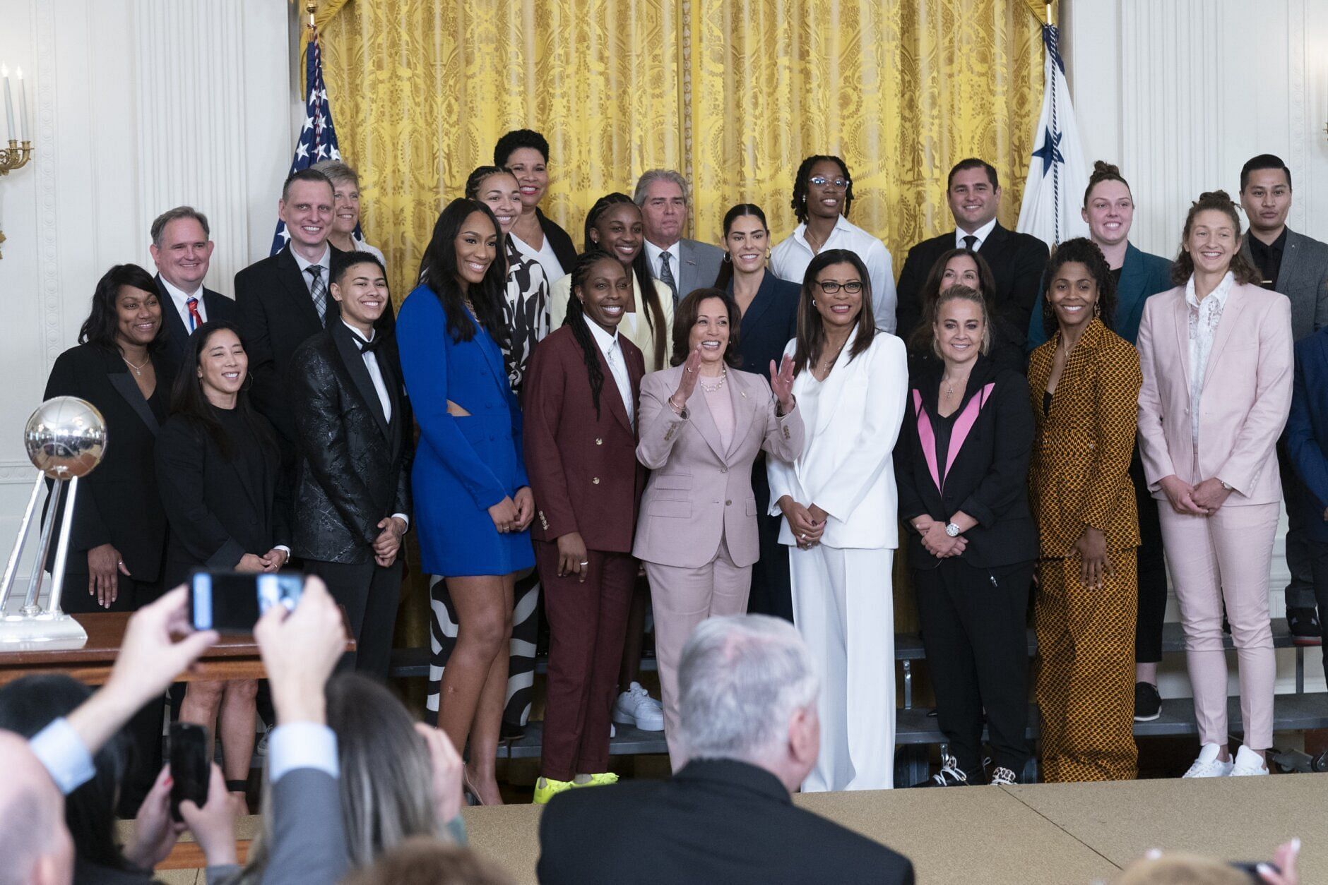 Vice President of the United States Kamala Harris welcomed 2022 WNBA champions Las Vegas Aces and coach Becky Hammon to the White House