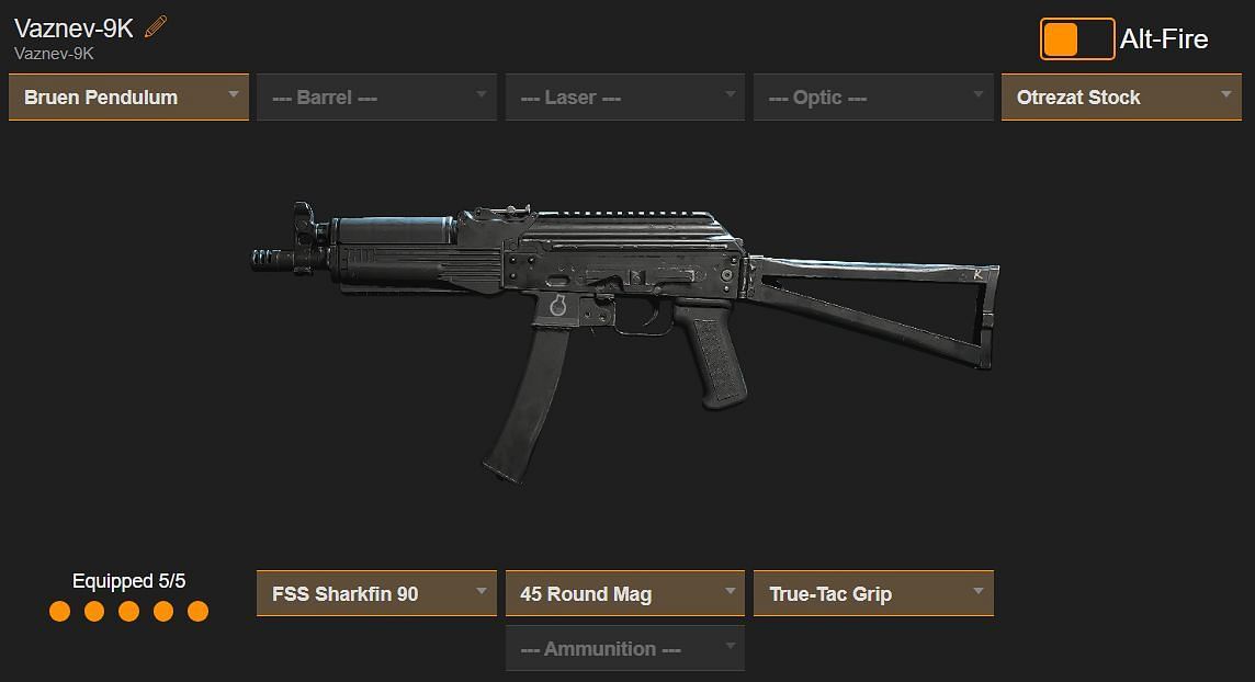 Vaznev-9K loadout (Image via sym.gg)