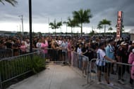 Fans line up to see Lionel Messi