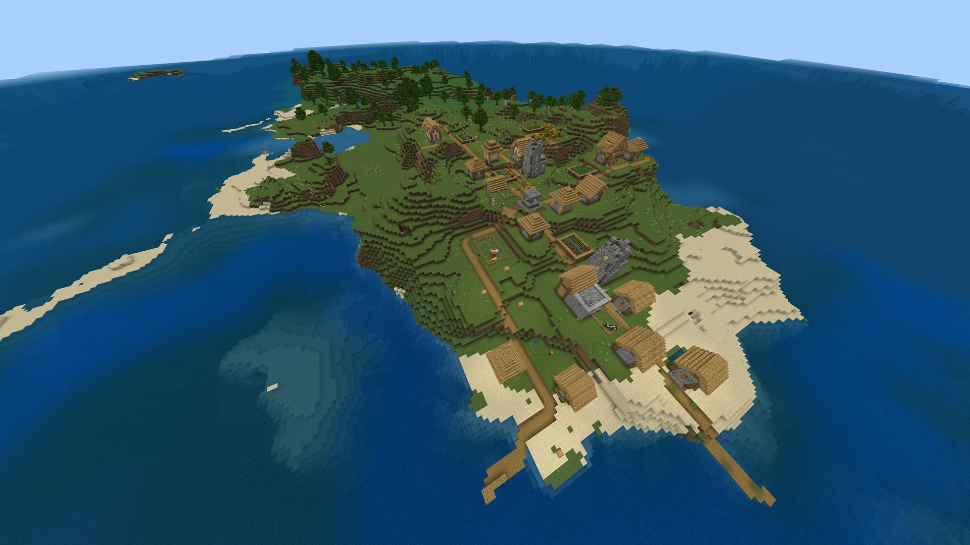 Players will have everything they need to get started in this Minecraft Bedrock seed (Image via Mojang)