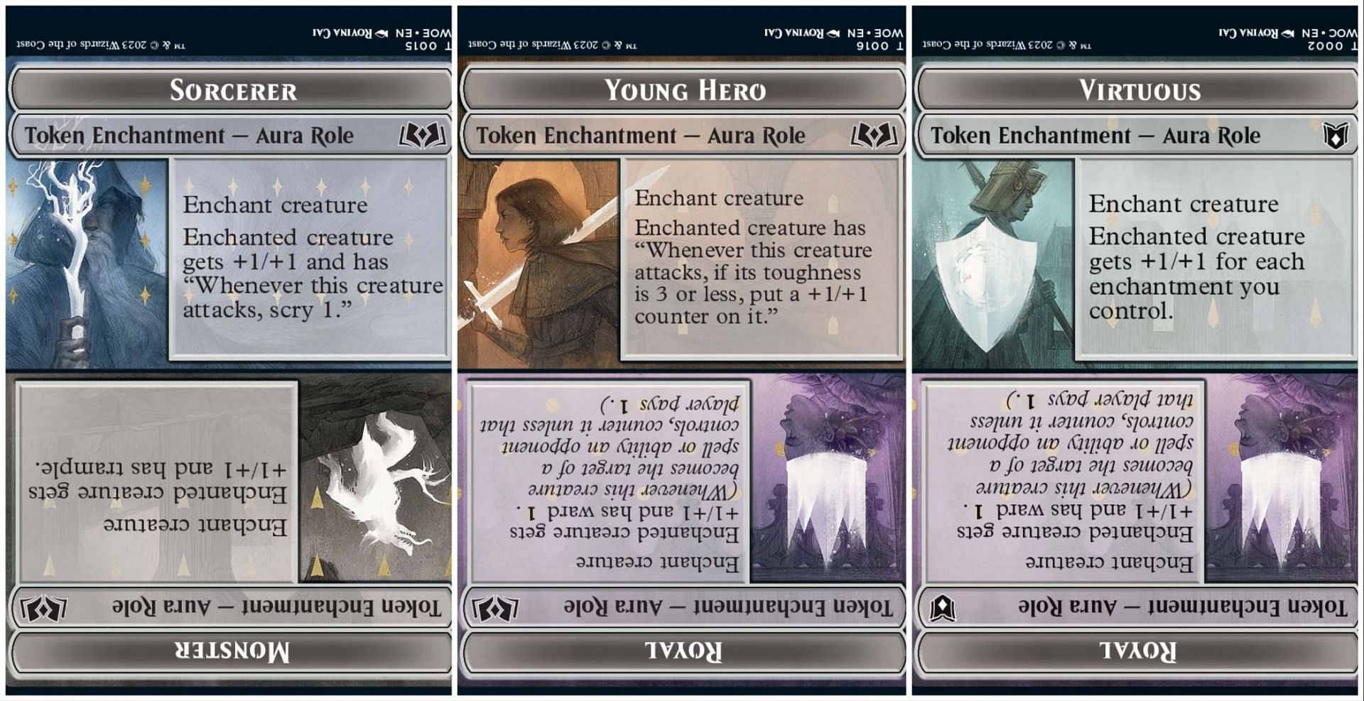 Yes, the Role Tokens are supposed to look like that - there are two per card to save creating too many new tokens (Image via Wizards of the Coast)