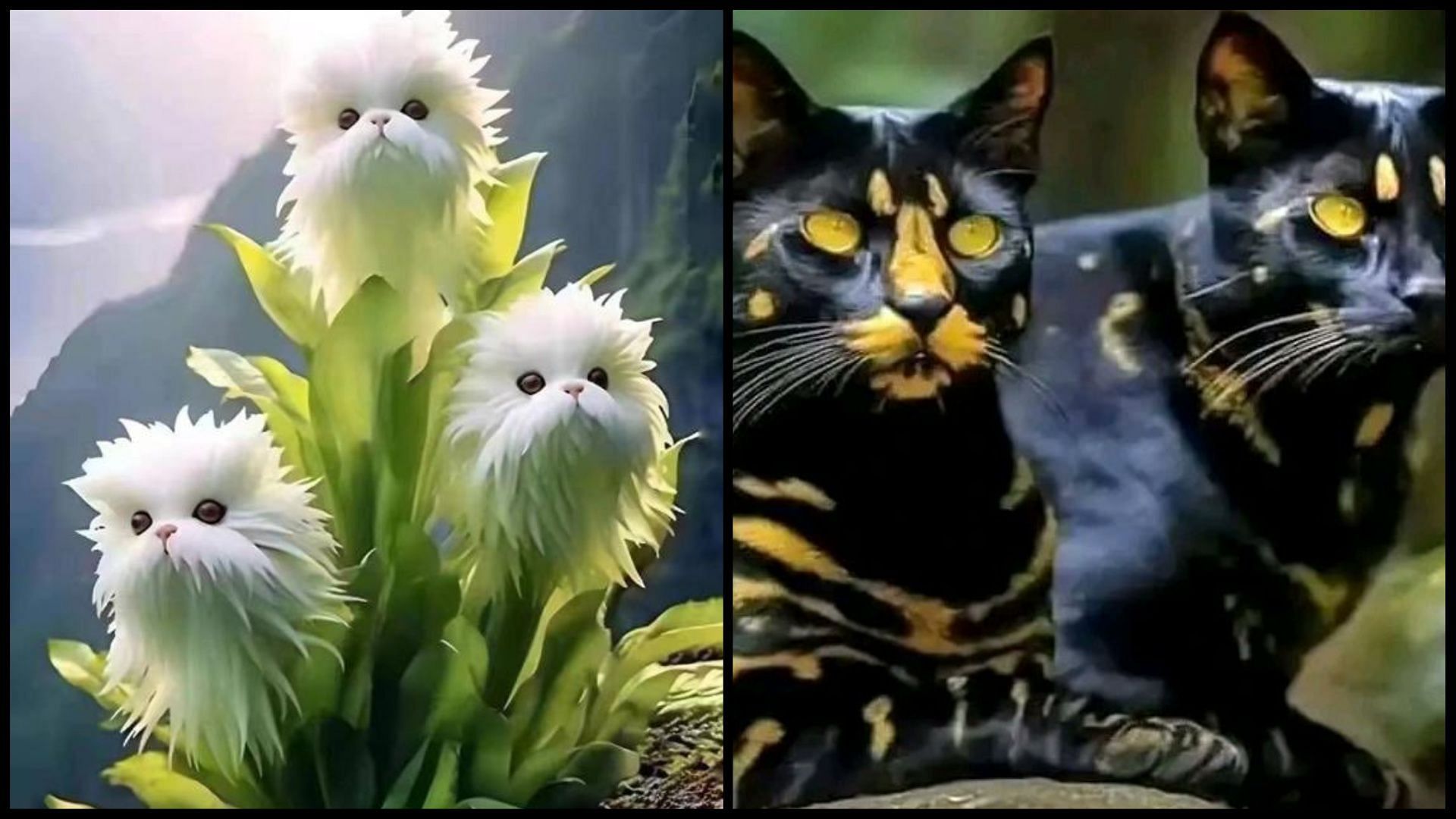 The Himalayan Monkey Flower and the Felis Salamandra cat might seem real but are not (Image via Twitter / @DrSYQuraishi / @UnionRebelMs)