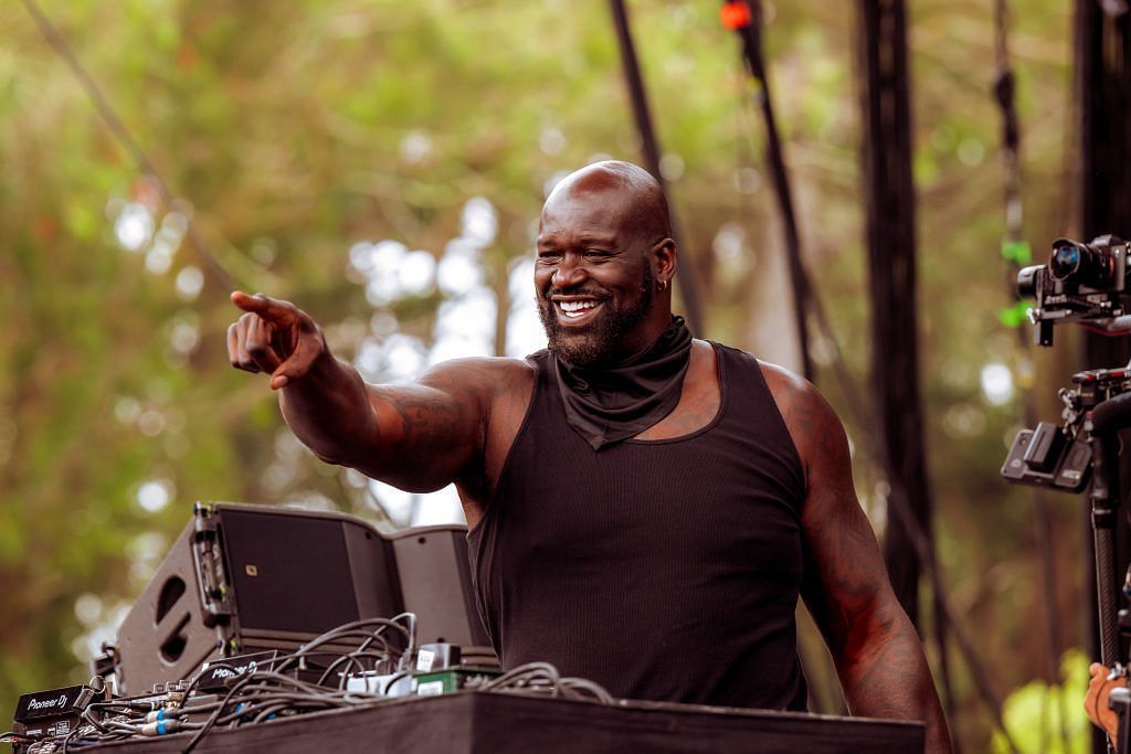 Shaquille O&#039;Neal as DJ Diesel performing at the Outside Lands Music Festival in San Francisco