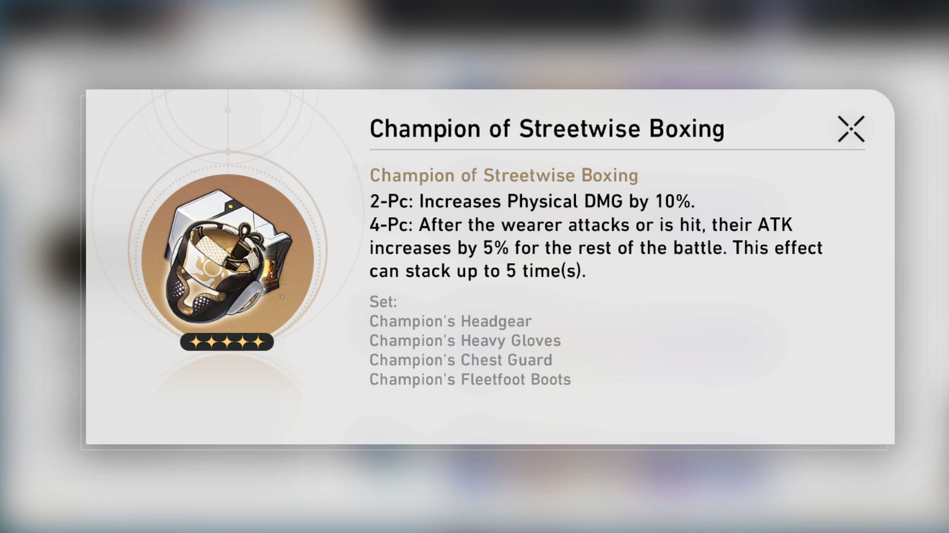 The Champion of Streetwise Boxing is Luka&#039;s best Relic set (Image via HoYoverse(