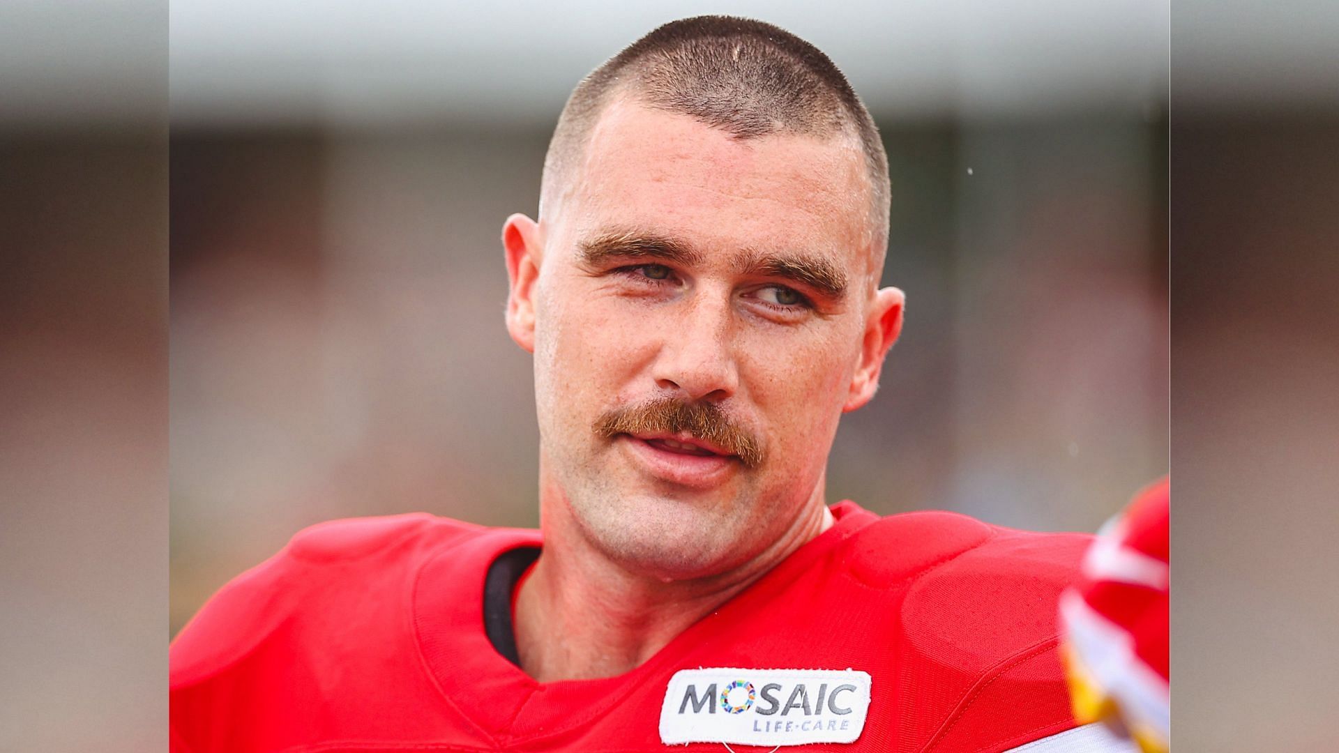 All-Pro tight end Travis Kelce is rocking a mustache again. (Image credit: Kansas City Chiefs on Twitter)