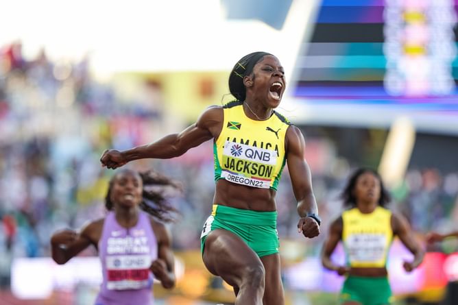 Shericka Jackson arrives in Budapest for the 2023 World Athletics Championships