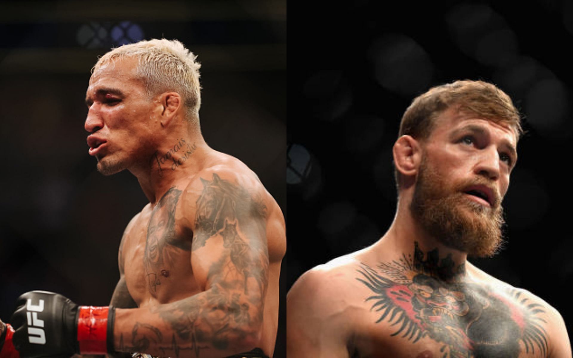 Charles Oliveira (left); Conor McGregor (right)