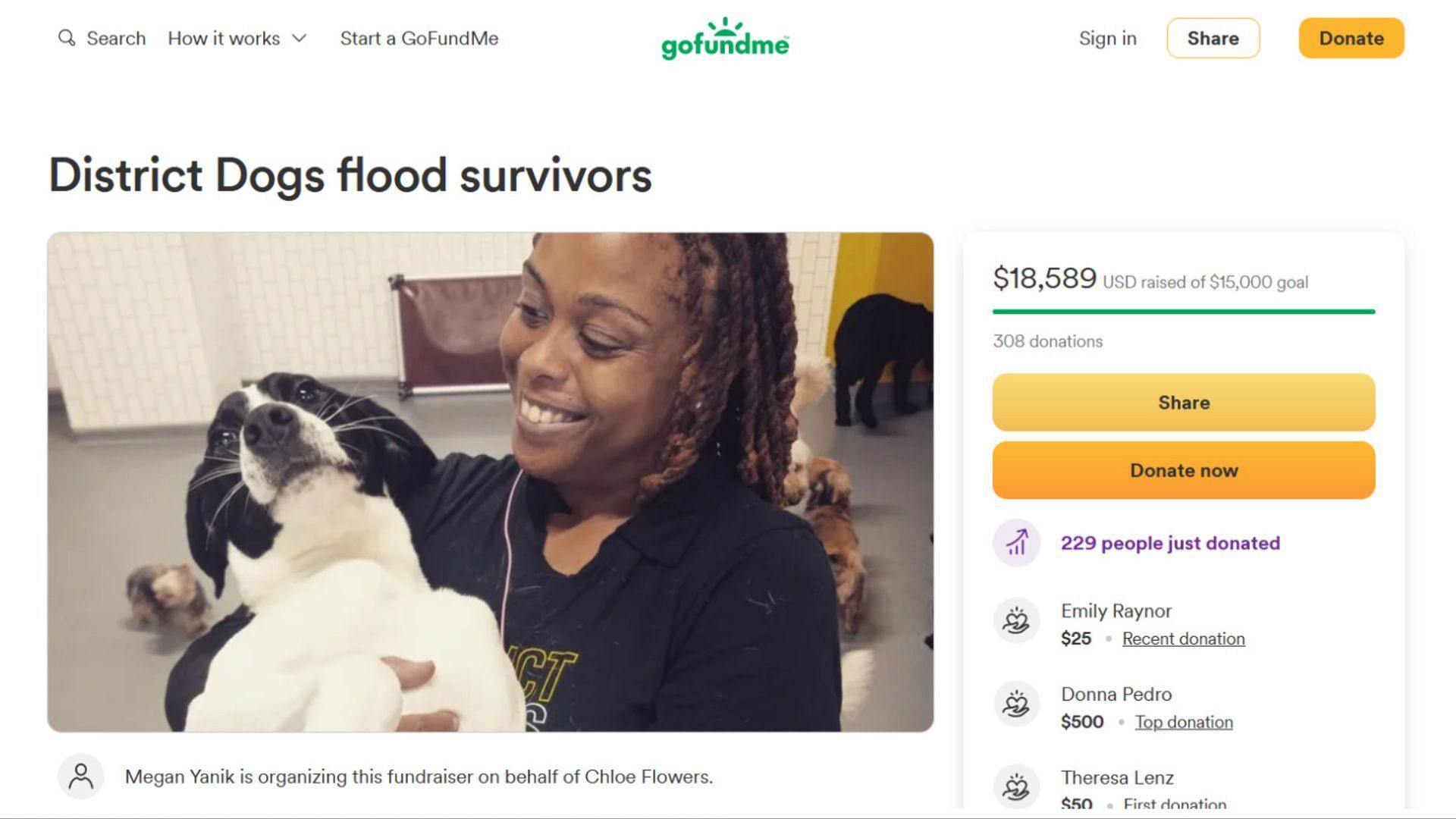 The fundraising for the dog daycare is going well (Image via GoFundMe)