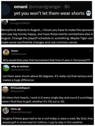 Some of the reactions to the PGA Tour's post (image via Twitter)