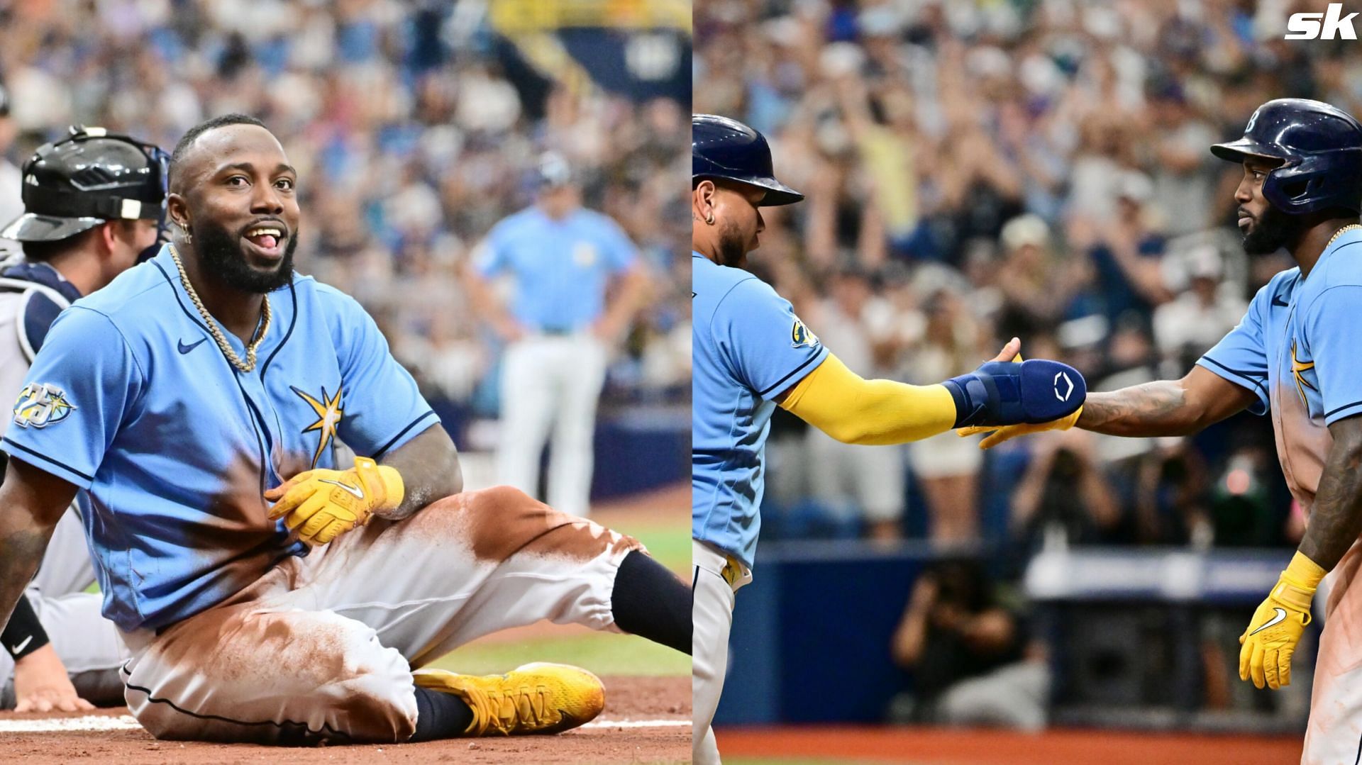 Tampa Bay Rays' Randy Arozarena in a baseball game, Sunday, Aug